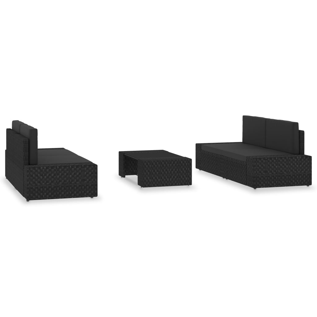 Set Divani da Giardino 5 pz in Polyrattan Nero cod mxl 39668