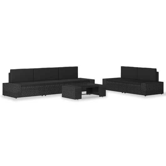 Set Divani da Giardino 6 pz in Polyrattan Nero cod mxl 39664