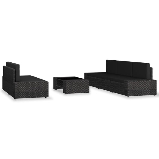 Set Divani da Giardino 6 pz in Polyrattan Nero cod mxl 39664