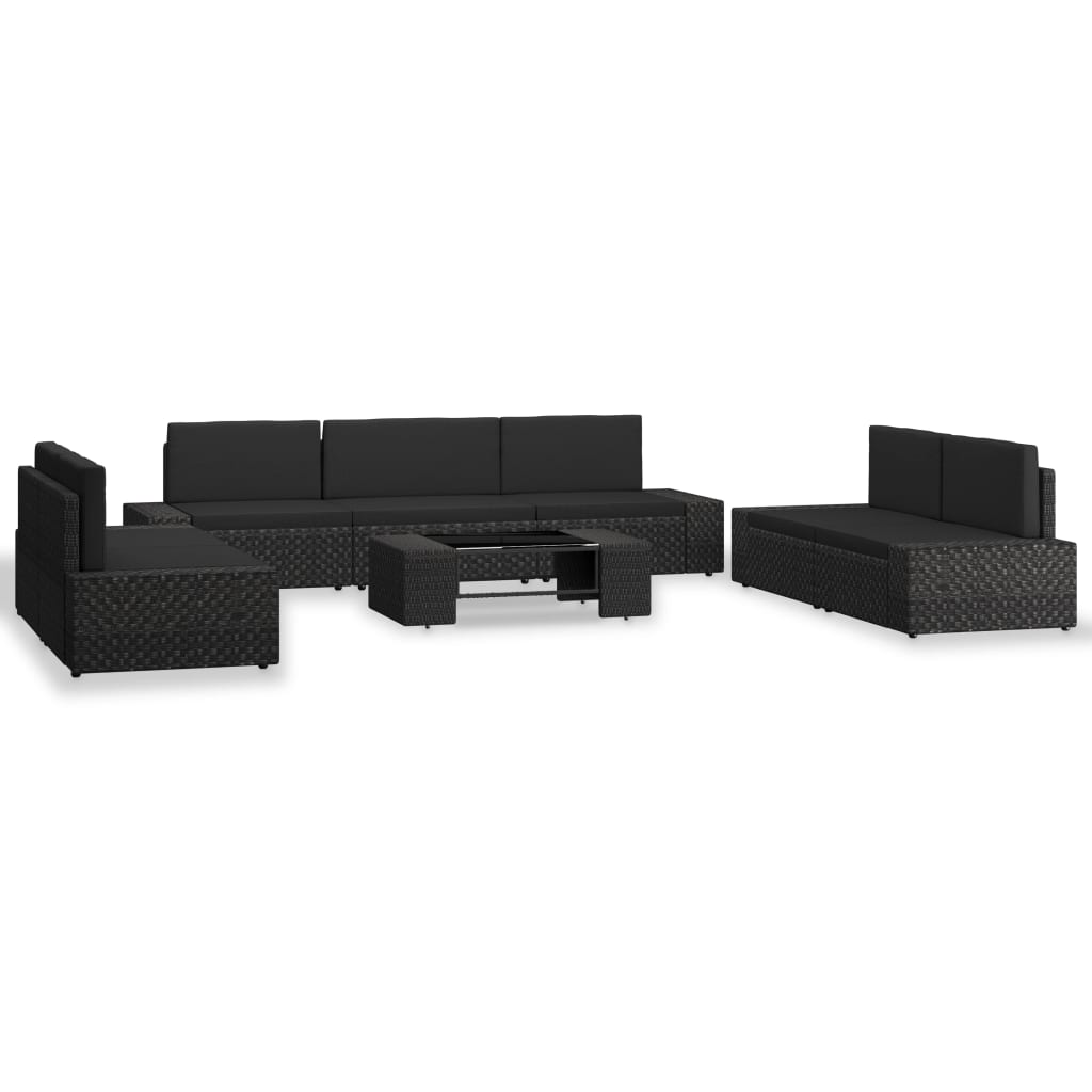 Set Divani da Giardino 8 pz in Polyrattan Nero cod mxl 39671