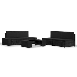 Set Divani da Giardino 5 pz in Polyrattan Nero 3054582