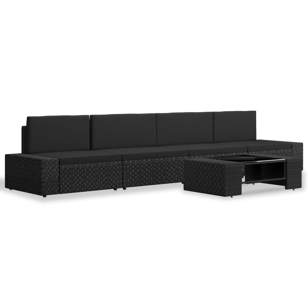 Set Divani da Giardino 5 pz in Polyrattan Nero 3054582