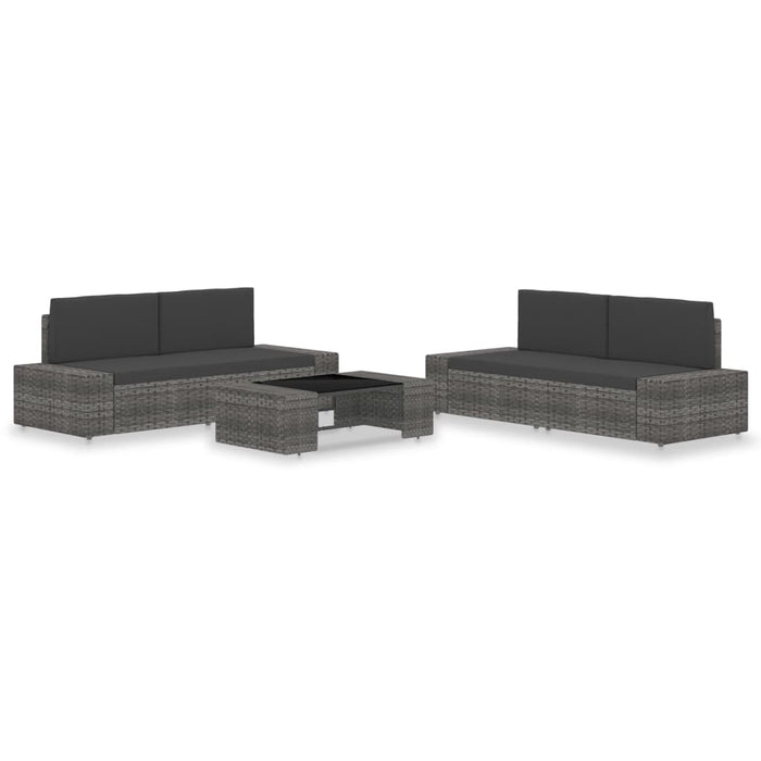 Set Divani da Giardino 5 pz in Polyrattan Grigio cod mxl 44503