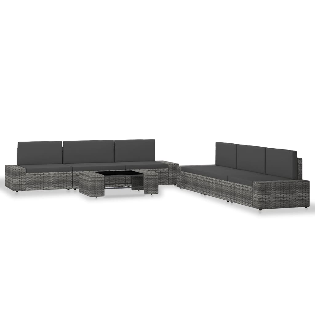 Set Divani da Giardino 7 pz in Polyrattan Grigio cod mxl 44496