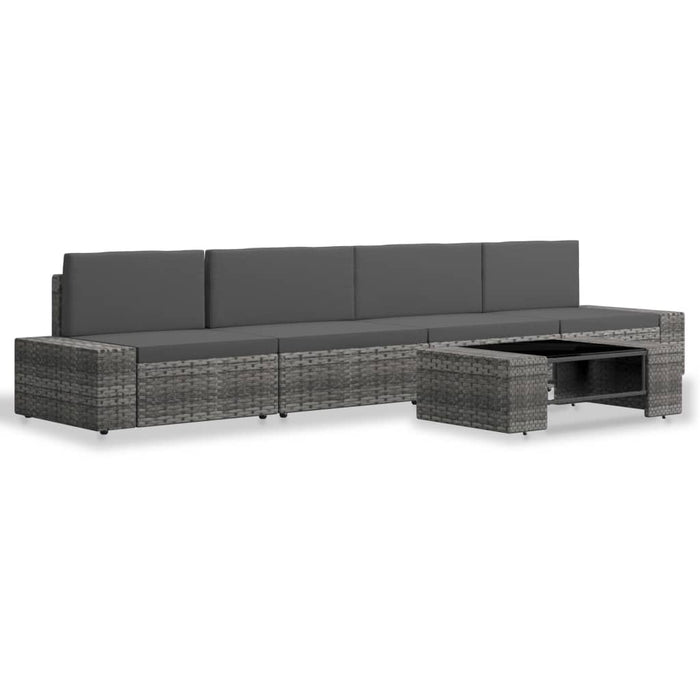 Set Divani da Giardino 5 pz in Polyrattan Grigio cod mxl 39705