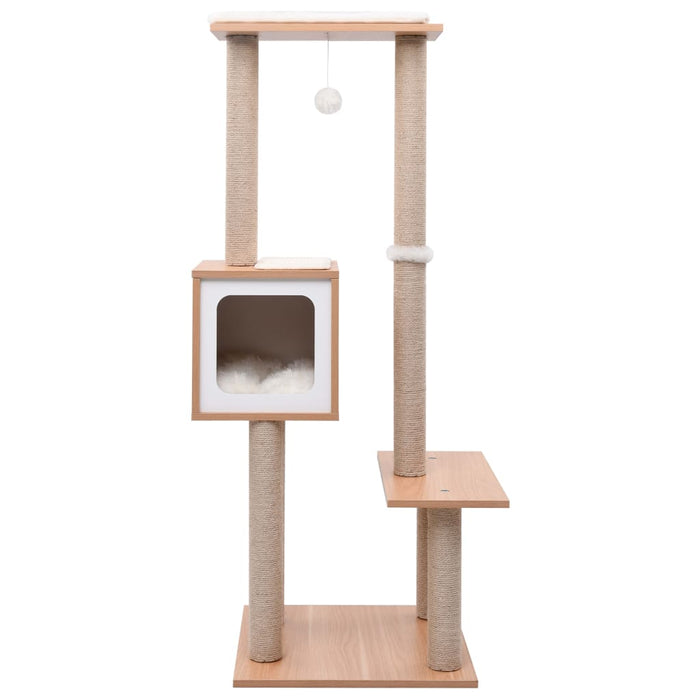 Albero per Gatti con Tappeto Tiragraffi in Sisal 129 cm 170917