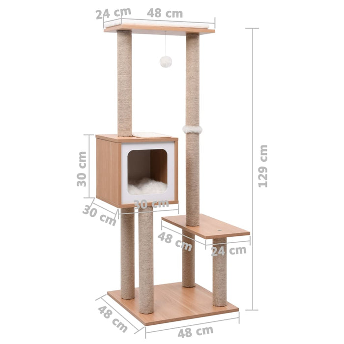 Albero per Gatti con Tappeto Tiragraffi in Sisal 129 cm cod mxl 20292