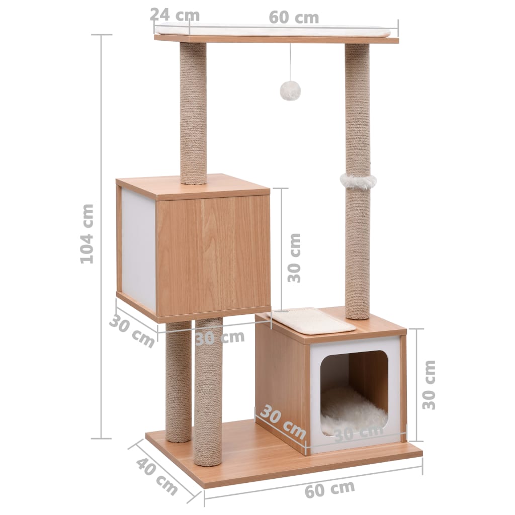 Albero per Gatti con Tappeto Tiragraffi in Sisal 104 cm 170923