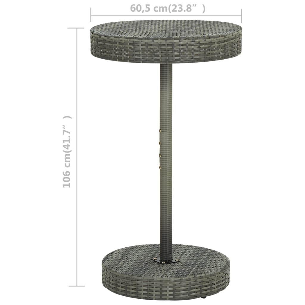 Tavolo da Giardino Grigio 60,5x106 cm in Polyrattan cod mxl 34165