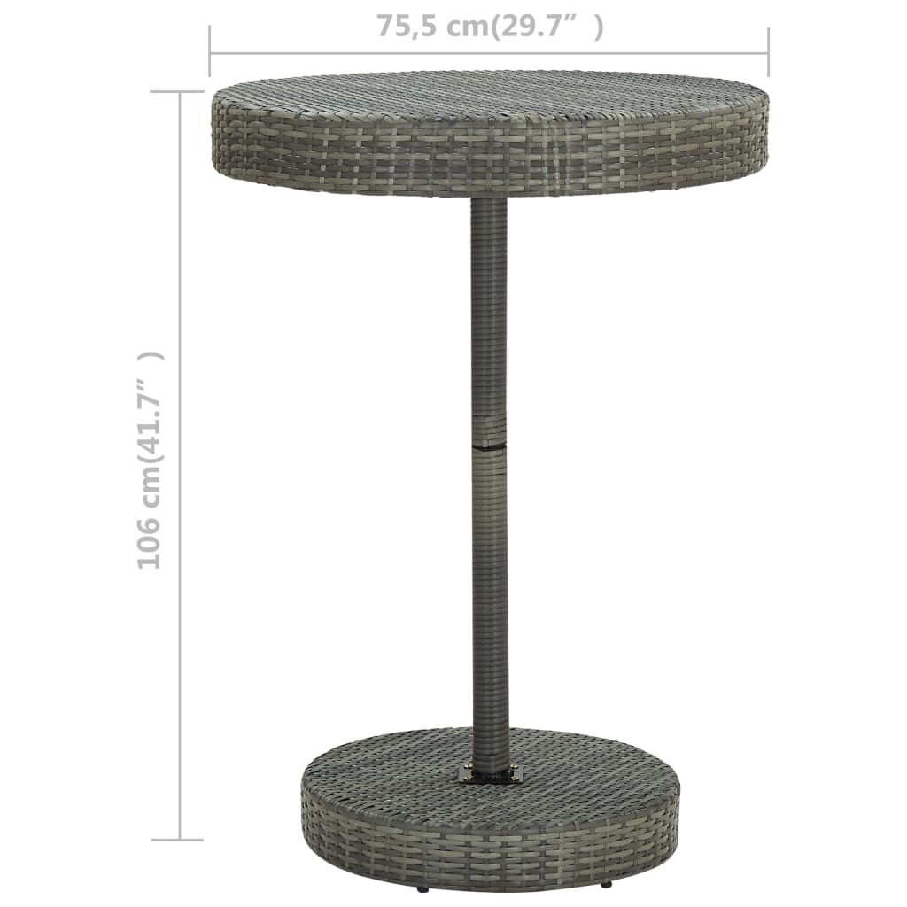 Tavolo da Giardino Grigio 75,5x106 cm in Polyrattan cod mxl 34155