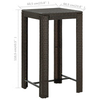 Tavolo da Bar da Giardino Marrone 60,5x60,5x110,5 cm Polyrattan 45870