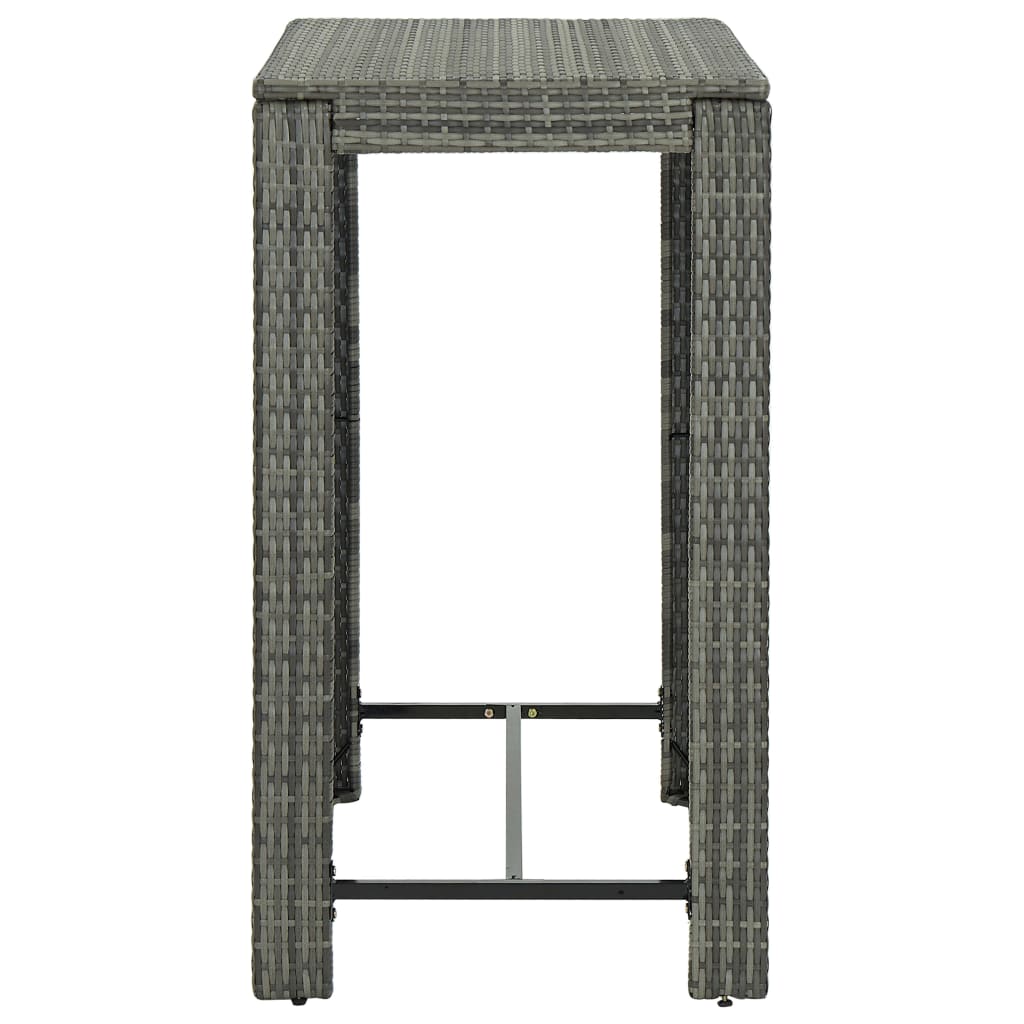 Tavolo da Bar da Giardino Grigio 100x60,5x110,5 cm Polyrattan cod mxl 34531