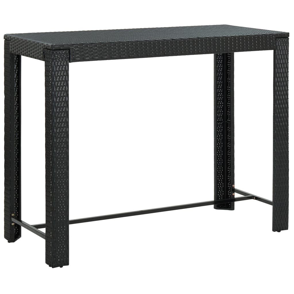 Tavolo Bar da Giardino Nero 140,5x60,5x110,5 cm Polyrattan 45877