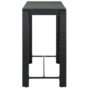 Tavolo Bar da Giardino Nero 140,5x60,5x110,5 cm Polyrattan 45877