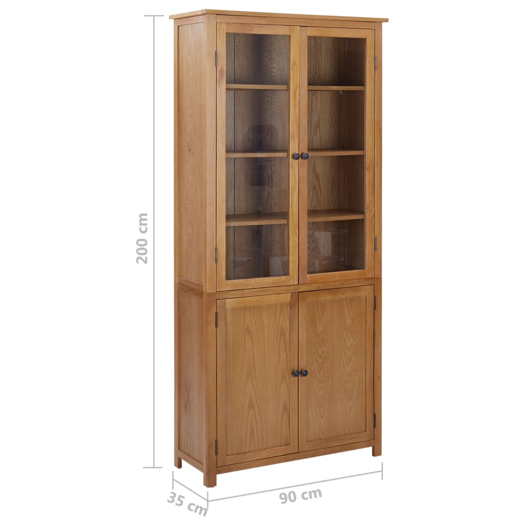 Libreria con 4 Ante 90x35x200 cm in Rovere Massello e Vetro cod mxl 12779