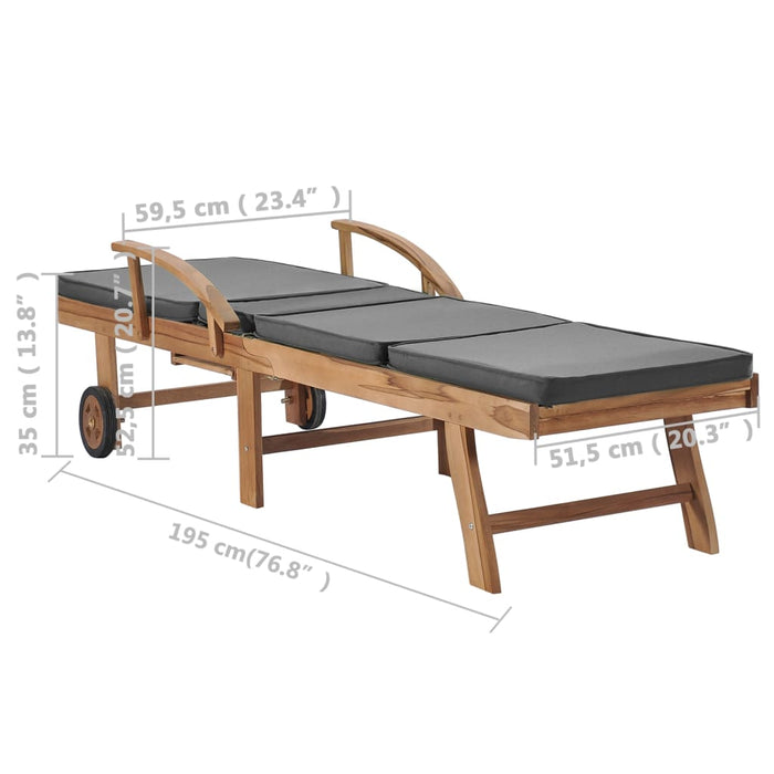 Lettini Prendisole con Cuscini 2 pz Legno di Teak Grigio Scuro 3054634