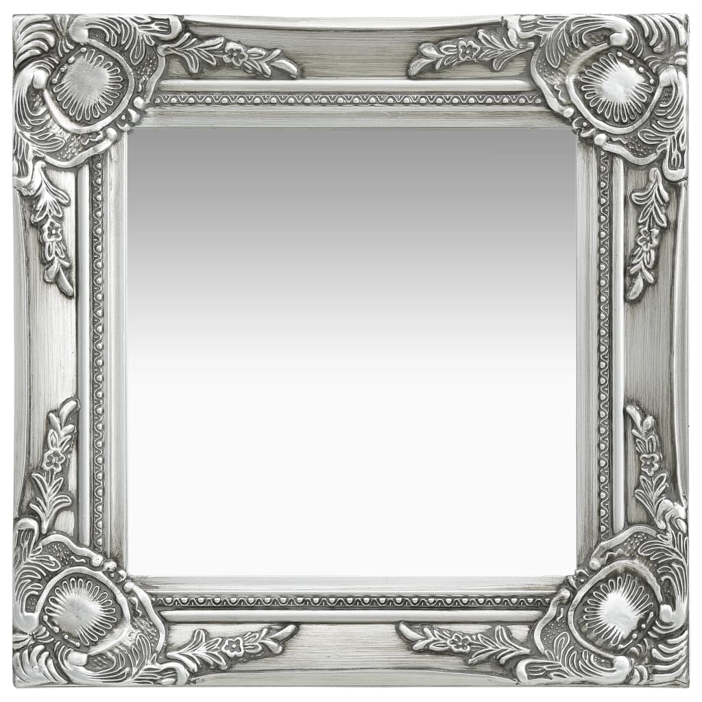 Specchio da Parete Stile Barocco 40x40 cm Argento 320306