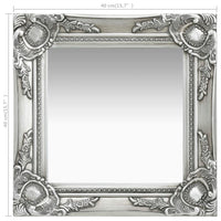 Specchio da Parete Stile Barocco 40x40 cm Argento 320306