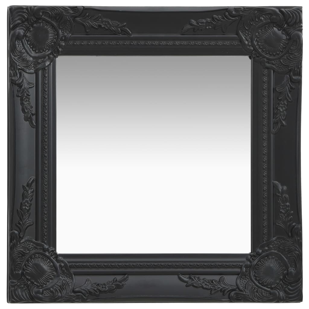 Specchio da Parete Stile Barocco 40x40 cm Nero  cod mxl 67703