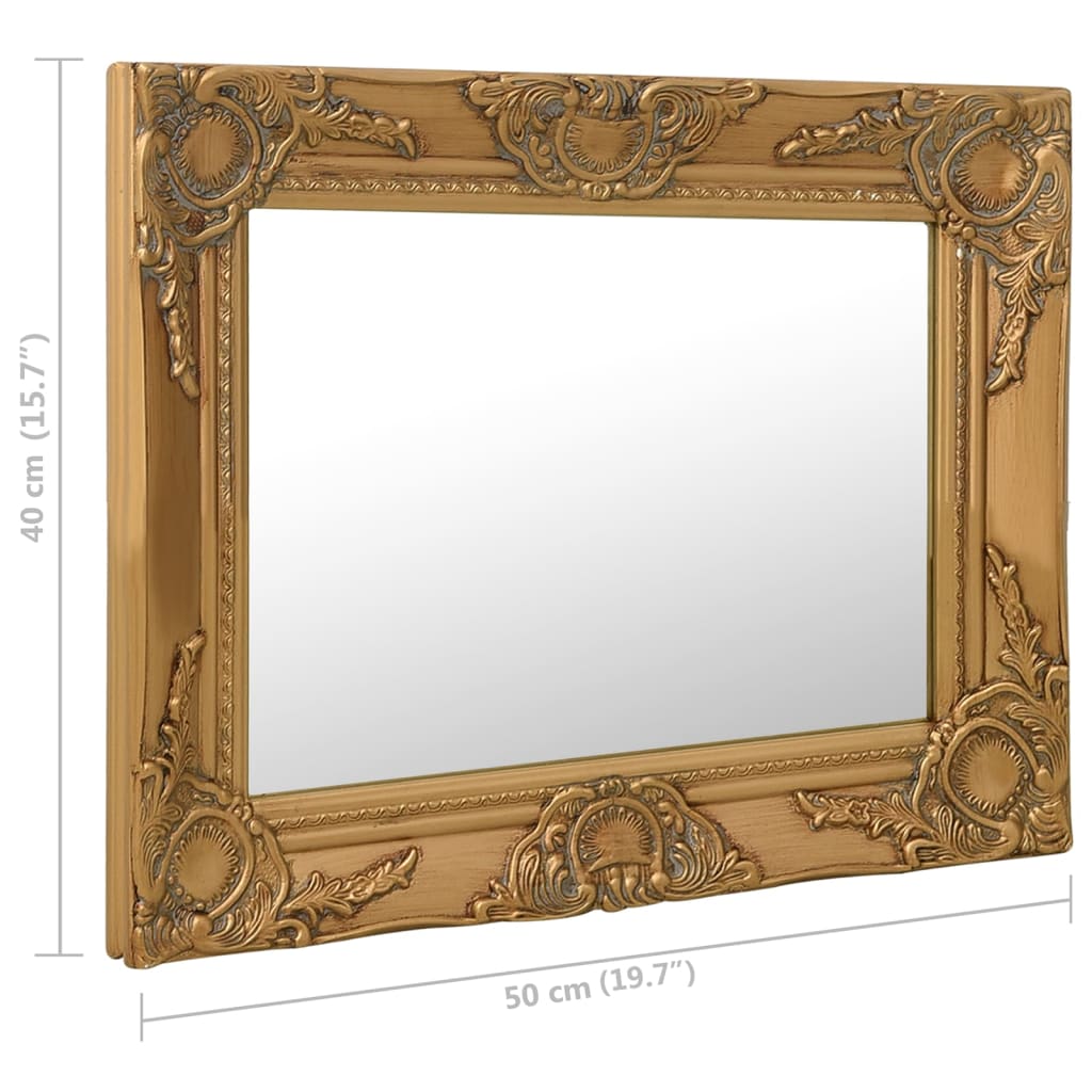 Specchio da Parete Stile Barocco 50x40 cm Oro 320309