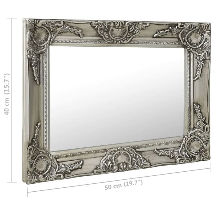 Specchio da Parete Stile Barocco 50x40 cm Argento cod mxl 67609