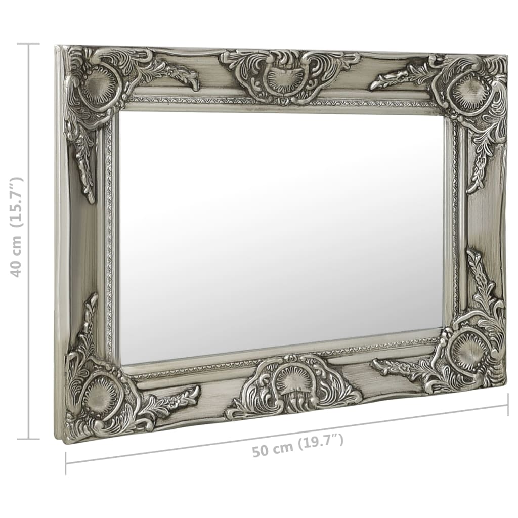 Specchio da Parete Stile Barocco 50x40 cm Argento 320310