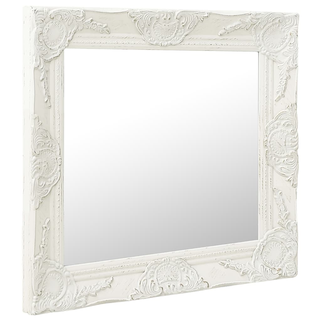 Specchio da Parete Stile Barocco 50x50 cm Bianco cod mxl 67790