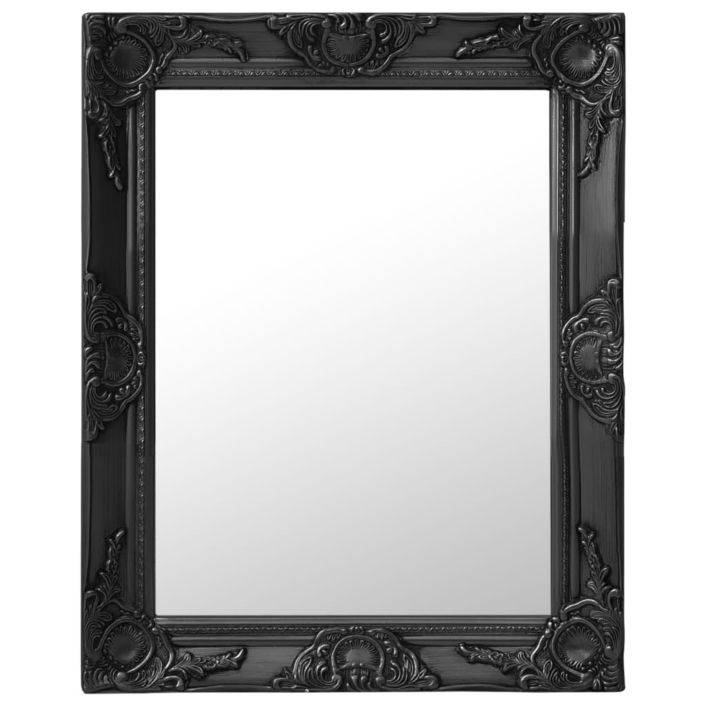 Specchio da Parete Stile Barocco 50x60 cm Nero 320319