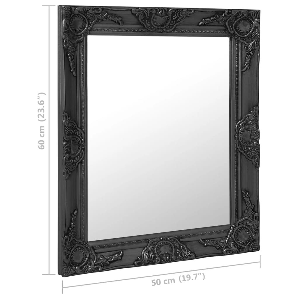 Specchio da Parete Stile Barocco 50x60 cm Nero 320319