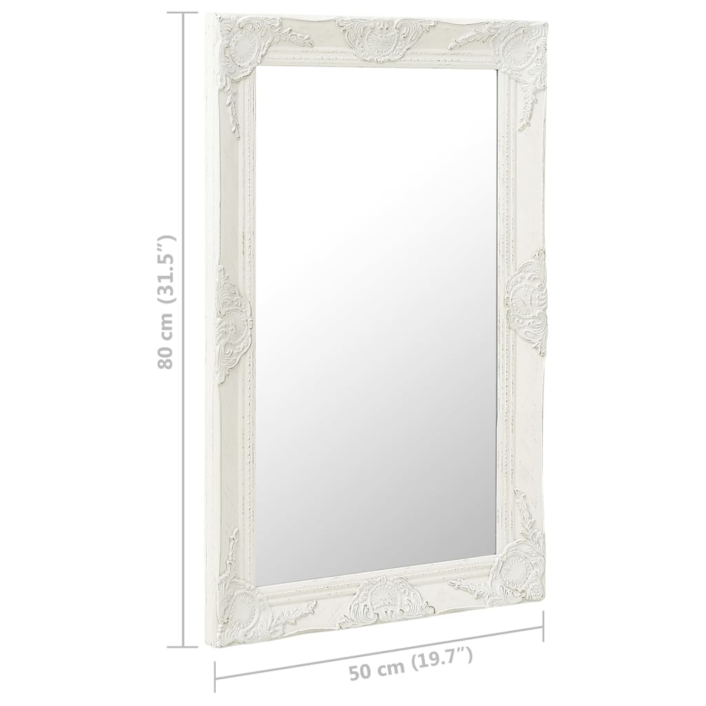 Specchio da Parete Stile Barocco 50x80 cm Bianco cod mxl 67470