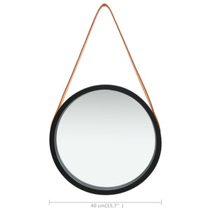 Specchio da Parete con Cinghia 40 cm Nero cod mxl 67613