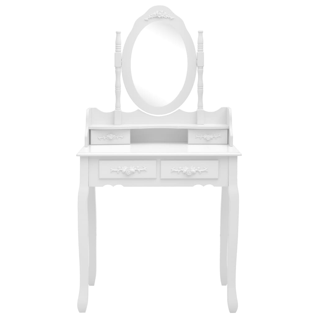 Tavolo da Trucco e Sgabello Bianco 75x69x140 cm Legno Paulownia 289314