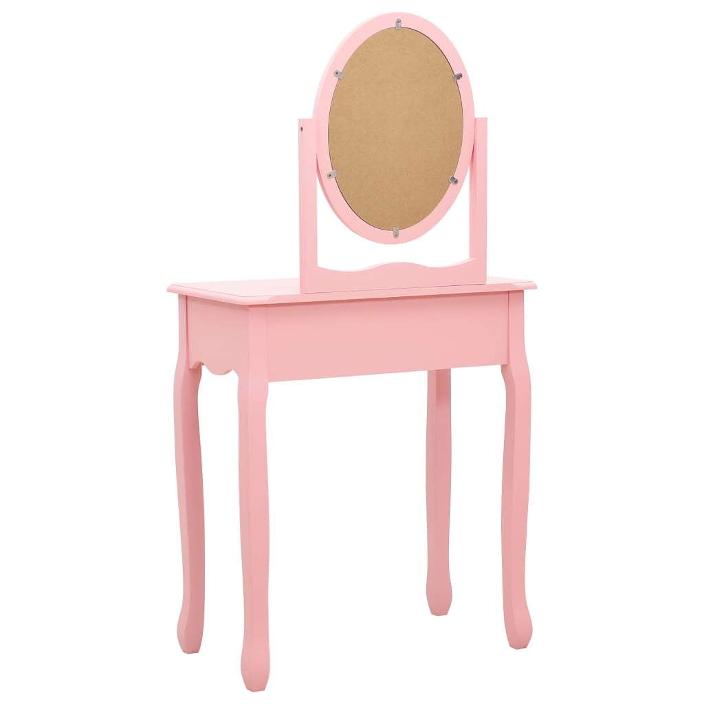 Tavolo da Trucco con Sgabello Rosa 65x36x128 cm Paulownia e MDF 289331