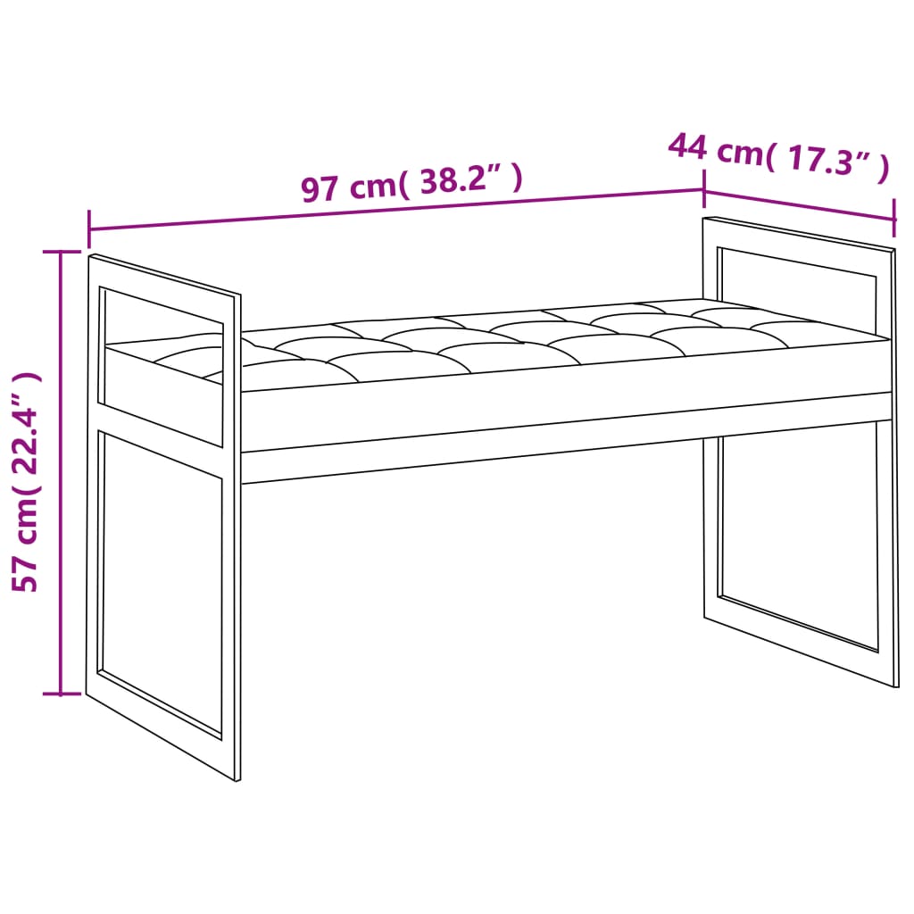 Panca 97 cm Nera in Velluto e Acciaio Inossidabile cod mxl 41847