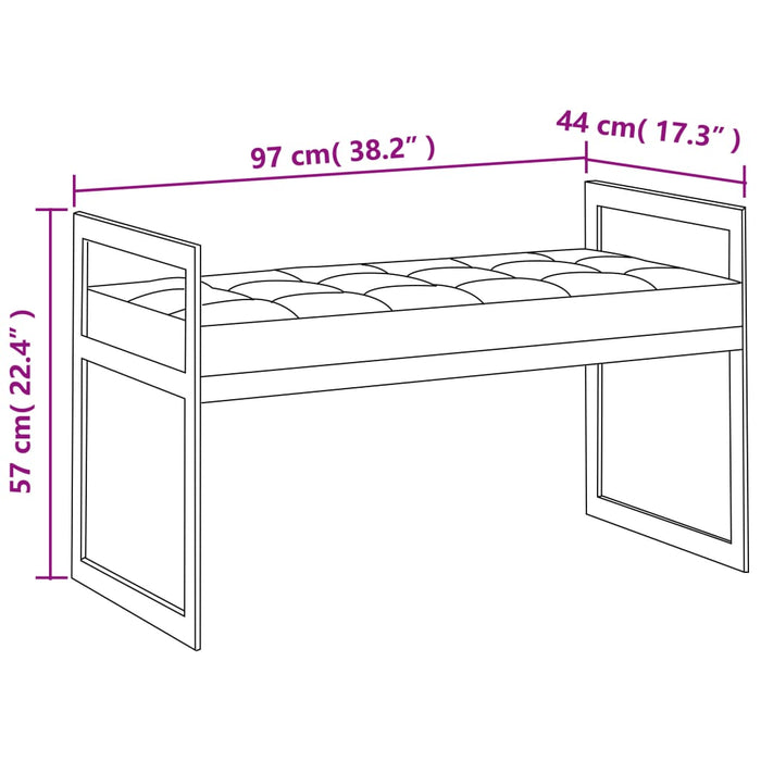 Panca 97 cm Nera in Velluto e Acciaio Inossidabile cod mxl 41847