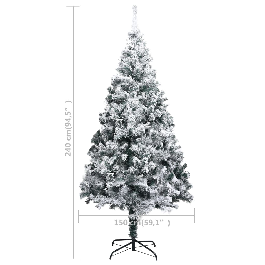 Albero di Natale Artificiale con Neve Verde 240 cm in PVC