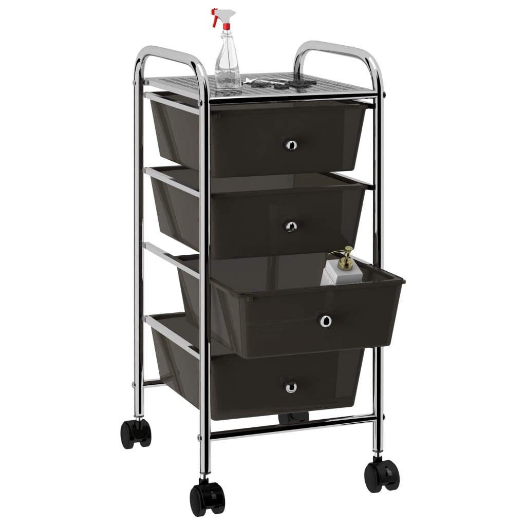 Carrello Portaoggetti Mobile con 4 Cassetti Nero in Plastica cod mxl 50484