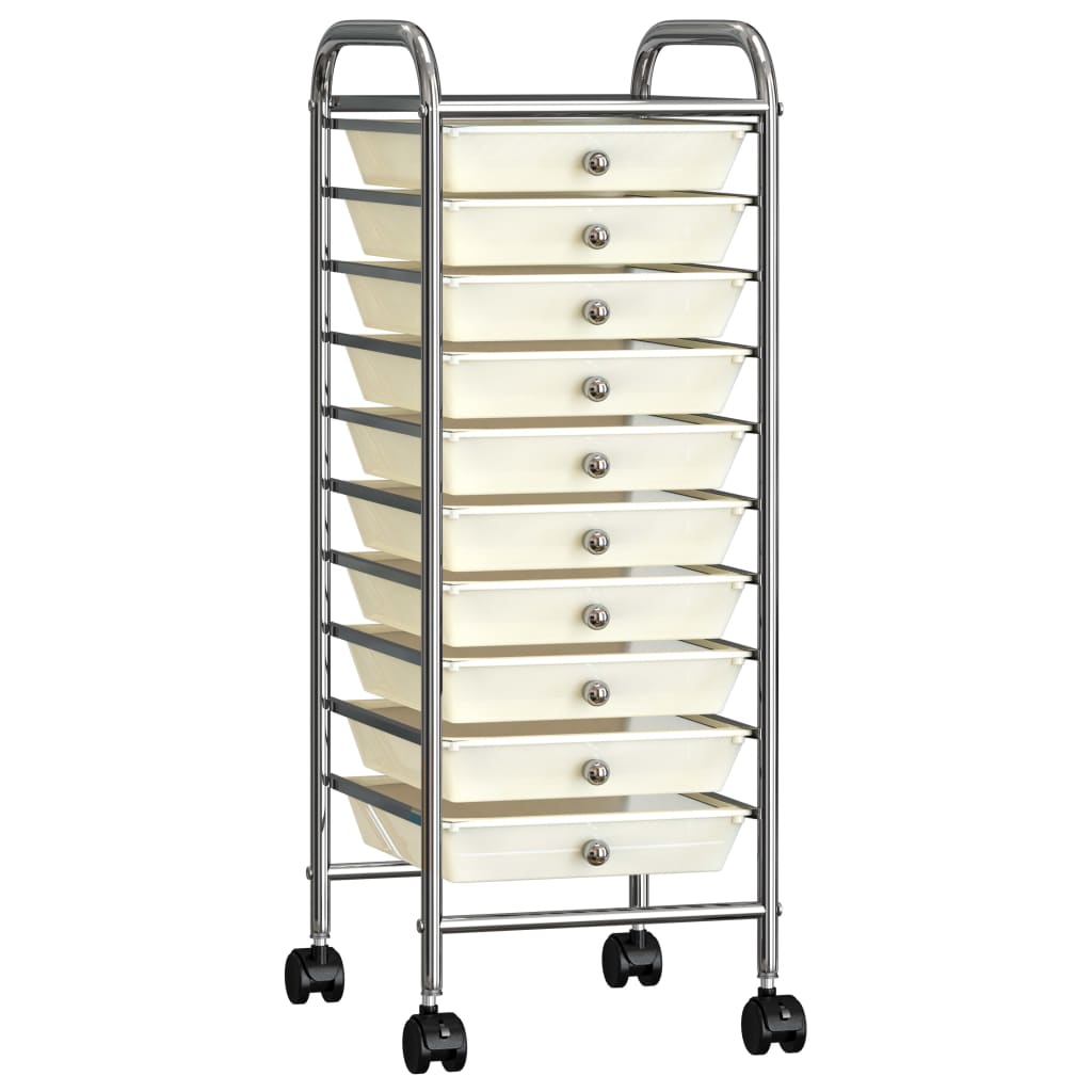 Carrello Portaoggetti Mobile con 10 Cassetti Bianco in Plastica cod mxl 40907