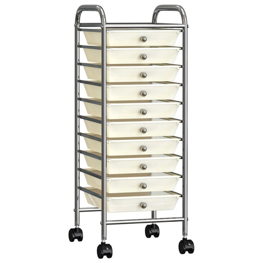 Carrello Portaoggetti Mobile con 10 Cassetti Bianco in Plastica cod mxl 40907