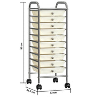 Carrello Portaoggetti Mobile con 10 Cassetti Bianco in Plastica cod mxl 40907