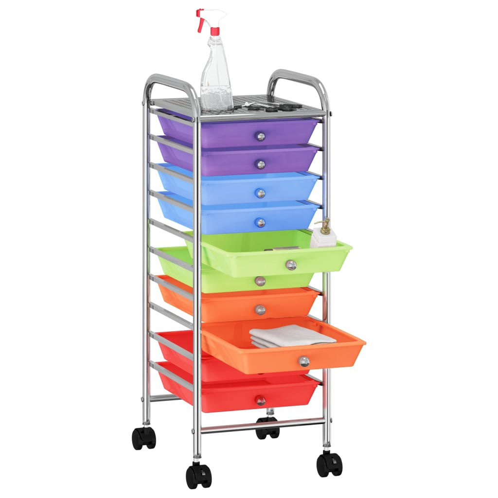 Carrello Portaoggetti con 10 Cassetti Multicolore in Plastica cod mxl 46109