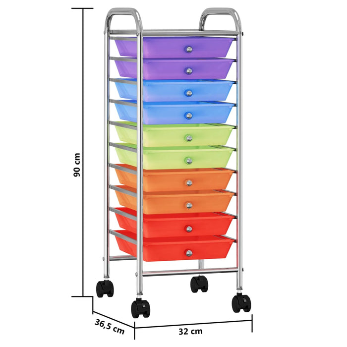 Carrello Portaoggetti con 10 Cassetti Multicolore in Plastica cod mxl 46109