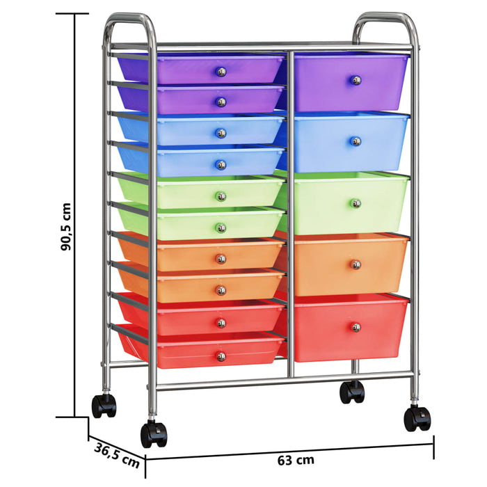 Carrello Portaoggetti XXL 15 Cassetti Multicolore in Plastica cod mxl 53610