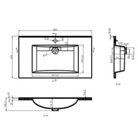 Lavabo da Incasso 800x460x130 mm in SMC Bianco 146517