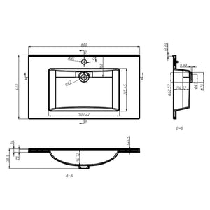 Lavabo da Incasso 800x460x130 mm in SMC Bianco 146517