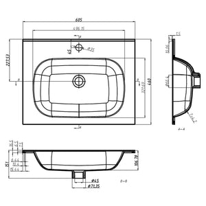 Lavabo da Incasso 605x460x105 mm in SMC Bianco cod mxl 49425