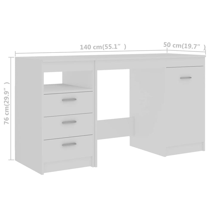 Scrivania Bianca 140x50x76 cm in Legno Multistrato 3054780