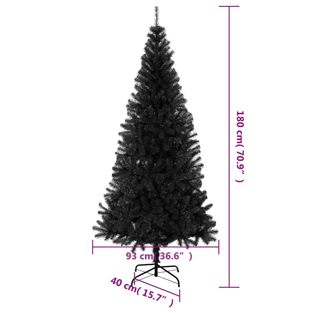 Albero di Natale Artificiale Sottile con Base Nero 180 cm PVC 321001