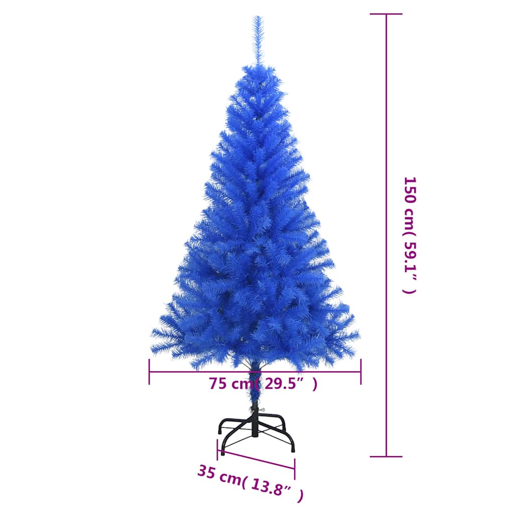 Albero di Natale Artificiale Sottile con Base Blu 150 cm PVC 321003