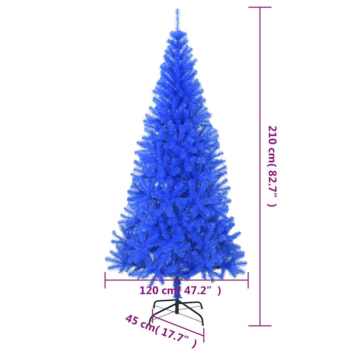 Albero di Natale Artificiale Sottile con Base Blu 210 cm PVC 321005